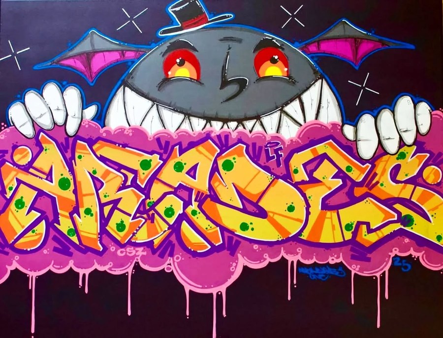Bat Country by Arkaydez, aerosol and acrylic on canvas
